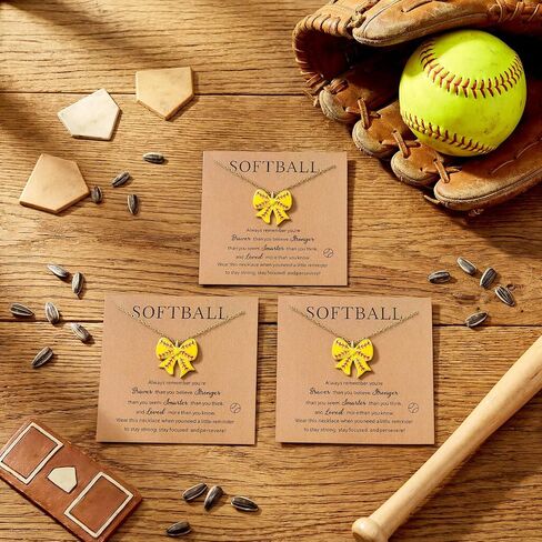 Landical 12 Pcs Softball Necklace for for Women Team Gifts Inspirational Sport Softball Necklace Jewelry Pendant with Card Team Senior Night Gifts for Sport Coach Player Party Favors in Saudi Arabia