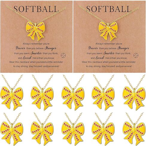 Landical 12 Pcs Softball Necklace for for Women Team Gifts Inspirational Sport Softball Necklace Jewelry Pendant with Card Team Senior Night Gifts for Sport Coach Player Party Favors in Saudi Arabia