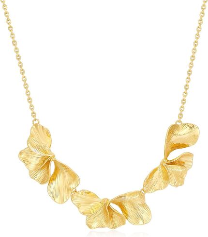 Gold Flower Necklace for Women 14K Gold-Plated Big Flower Pendant Chunky Charm Chain, Wedding/Party/Prom Jewelry in Saudi Arabia
