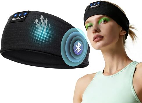 Sleep Headphones Headband Bluetooth 5.4, TOPOINT Sports Headband Earphones Sleeping Bluetooth Wireless with USB C for Women Men Sports Gifts Workout Jogging Yoga Insomnia Air Travel Meditation in Kuwait