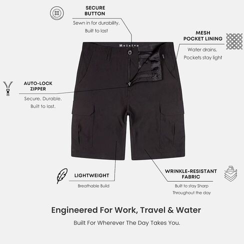 شورت Visive للرجال Hybrid Cargo 2-3-4 عبوات. شورت كاجوال خفيف الوزن مناسب للسفر وسريع الجفاف مع جيوب in Kuwait