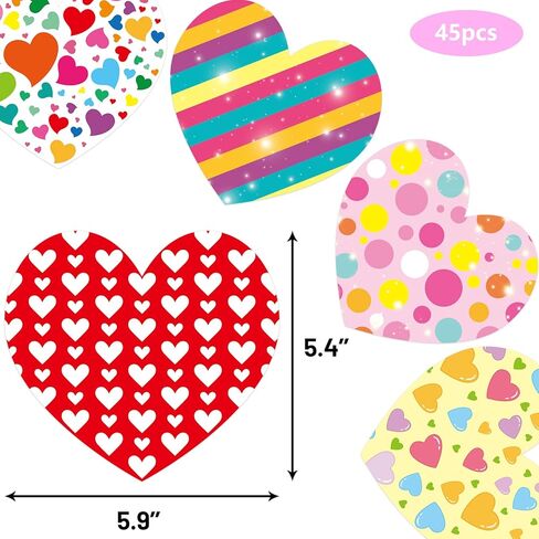 Fancy Land Heart Cutouts Colorful Valentine's Day Cutouts for School Bulletin Board Classroom Decoration 45Pcs in Saudi Arabia