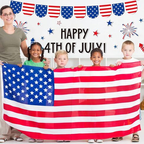 AnyDesign 4th of July Bulletin Board Decoration Red Blue Patriotic Gnome Truck Paper Cutouts with 150 Pcs Glue Points for Happy Independence Day Party Classroom Wall Decor, 72 Pcs in Saudi Arabia