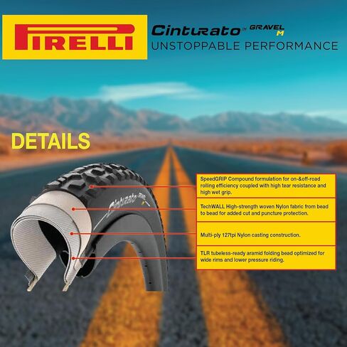 Pirelli Cinturato Gravel M Classic 45-584 (650 x 45c) Gravel Bike Tire - Gravel-Specific Design for Mixed Terrain - SpeedGRIP Compound for Resistance and Grip in Saudi Arabia
