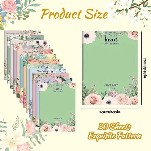 12 Pack Bible Sticky Notes - 360 Sheets Inspirational Memo Pads 4x3 Inch Floral Design Self-Stick Note Pads Bible Verse Quotes Notepads Gifts for Writing Notes Back to School Gifts Office Supplies in Kuwait