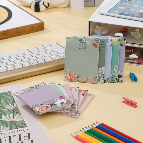 12 Pack Bible Sticky Notes - 360 Sheets Inspirational Memo Pads 4x3 Inch Floral Design Self-Stick Note Pads Bible Verse Quotes Notepads Gifts for Writing Notes Back to School Gifts Office Supplies in Kuwait