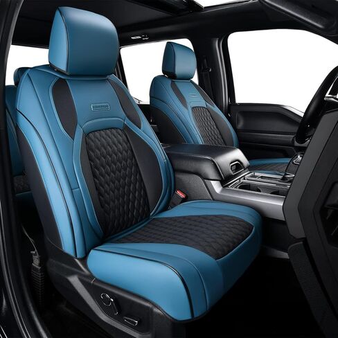 Coverado Full Set Waterproof Faux Leather Seat Covers for 2015–2026 Ford F-150 SuperCrew & 2017–2026 F-250 F-350 F-450 Crew Cab, Fits XL/XLT/Lariat/King Ranch, Truck Interior Accessories – Blue in Saudi Arabia