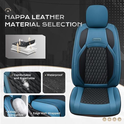 Coverado Full Set Waterproof Faux Leather Seat Covers for 2015–2026 Ford F-150 SuperCrew & 2017–2026 F-250 F-350 F-450 Crew Cab, Fits XL/XLT/Lariat/King Ranch, Truck Interior Accessories – Blue in Saudi Arabia