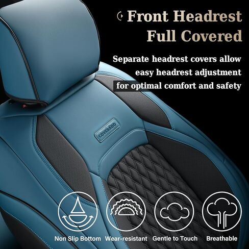 Coverado Full Set Waterproof Faux Leather Seat Covers for 2015–2026 Ford F-150 SuperCrew & 2017–2026 F-250 F-350 F-450 Crew Cab, Fits XL/XLT/Lariat/King Ranch, Truck Interior Accessories – Blue in Saudi Arabia