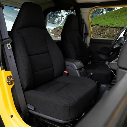 أغطية مقاعد أمامية لسيارة Jeep Wrangler TJ 1997 1998 1999 2000 2001 2002، حماية داخلية متينة للسيارات مع بطانة معززة - رمادي in Kuwait