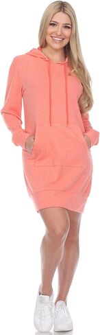 white mark Women's Long Sleeve Hoodie Sweatshirt Dress in Saudi Arabia