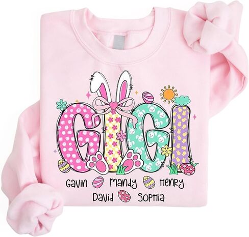 Personalized Easter Mama Sweatshirt Women, Spring Easter Shirts for Mom Grandma, Custom Bunny Easter Apparel in Kuwait