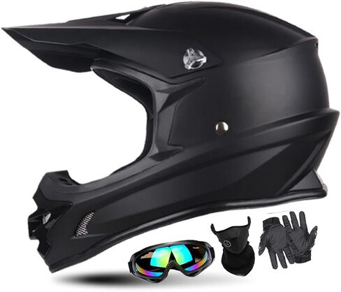 Dirt Bike Helmets Youth Motocross Helmet Fashion Kids Motorcycle Helmet Off-Road Moutain Bike Helmet DOT Approved 4Pcs Set (Blue, Small) in Kuwait