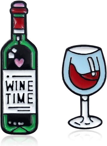 ROSTIVO Enamel Pins for Backpacks Wine Time Bottle Cup Lapel Brooches Pin for Men and Women Novelty Pins for Bags Jackets Hats in Saudi Arabia