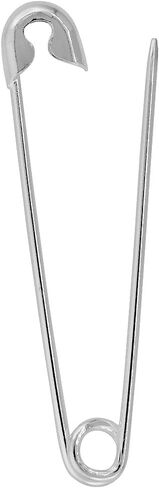 Sterling Silver Safety Pin Charm Brooch Italy 1 7/8 inch in Saudi Arabia