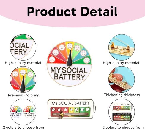 4 Pcs Pin, Pins for Backpacks, Mood Changing Energy Pins, Round and Square Shapes, Stylish Accessories for Daily Use, Friends and Teens in Kuwait