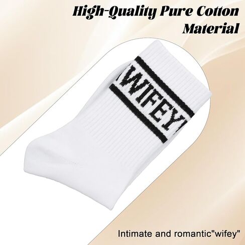 Wifey Socks White Bridesmaid Socks Wedding Soft Cotton Bachelorette Sock Bride Bridal Shower Socks Engagement Bride Be Gift for Women Party Wife Newlywed Couple Anniversary Valentine's Day in Saudi Arabia