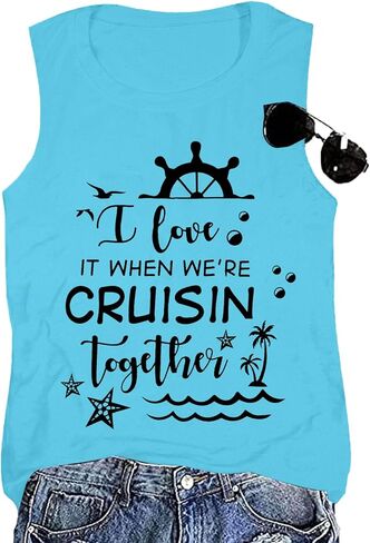SFHFY Beach Tanks Women: Hawaiian Sleeveless T Shirt Seashell Starfish Vest Cruise Tank Summer Vacation Tee Tops in Saudi Arabia