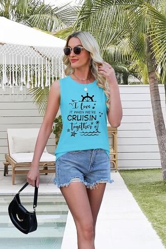 SFHFY Beach Tanks Women: Hawaiian Sleeveless T Shirt Seashell Starfish Vest Cruise Tank Summer Vacation Tee Tops in Saudi Arabia