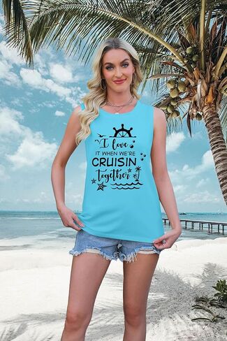 SFHFY Beach Tanks Women: Hawaiian Sleeveless T Shirt Seashell Starfish Vest Cruise Tank Summer Vacation Tee Tops in Saudi Arabia