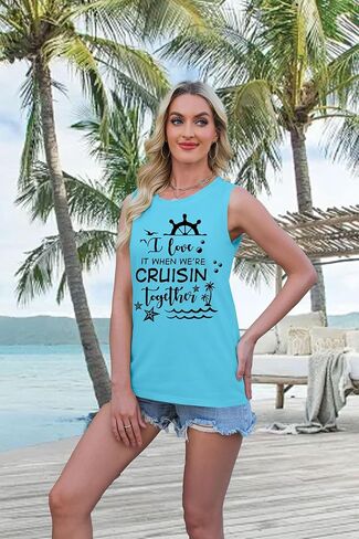SFHFY Beach Tanks Women: Hawaiian Sleeveless T Shirt Seashell Starfish Vest Cruise Tank Summer Vacation Tee Tops in Saudi Arabia