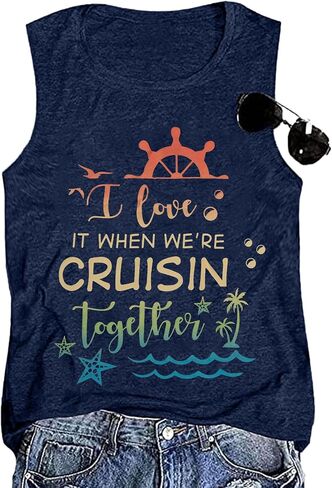 SFHFY Beach Tanks Women: Hawaiian Sleeveless T Shirt Seashell Starfish Vest Cruise Tank Summer Vacation Tee Tops in Saudi Arabia