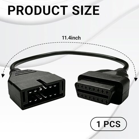OBD1 Scanner Connector, Scanner Cable Code Reader, OBD1 Compatible with GM 12 Pin to OBD2 16 Pins Socket Scan Diagnostic Extension Tool, Cable Connector Adapter Replacement in Kuwait