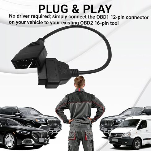 OBD1 Scanner Connector, Scanner Cable Code Reader, OBD1 Compatible with GM 12 Pin to OBD2 16 Pins Socket Scan Diagnostic Extension Tool, Cable Connector Adapter Replacement in Kuwait