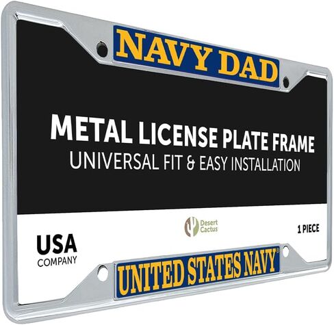 Desert Cactus US Navy License Plate Frame Dad Car Tag Holder for Front or Back of Car Officially Licensed Metal United States in Saudi Arabia