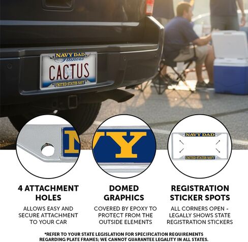Desert Cactus US Navy License Plate Frame Dad Car Tag Holder for Front or Back of Car Officially Licensed Metal United States in Saudi Arabia