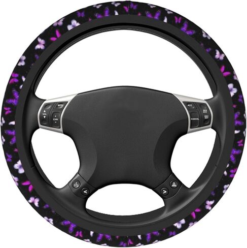 Purple Butterfly Steering Wheel Cover - Beautiful Butterfly Steering Wheel Covers Women Men Girls Car Accessories Decor Anti-Slip Auto Neoprene Universal 15 Inch Steering Wheel Protector in Saudi Arabia