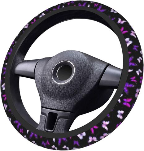 Purple Butterfly Steering Wheel Cover - Beautiful Butterfly Steering Wheel Covers Women Men Girls Car Accessories Decor Anti-Slip Auto Neoprene Universal 15 Inch Steering Wheel Protector in Saudi Arabia