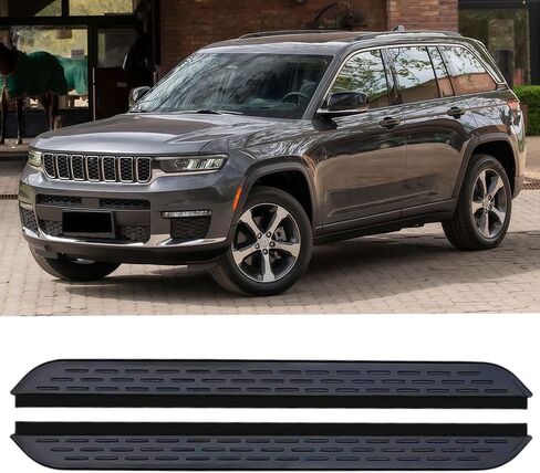 2Pcs Aluminum Runnings Boards Fits for Jeep Grand Cherokee 2022 2023 2024 2025 2026 Side Steps Textured Anti-Slip Surface 400lbs Capacity Black and Silver in Kuwait