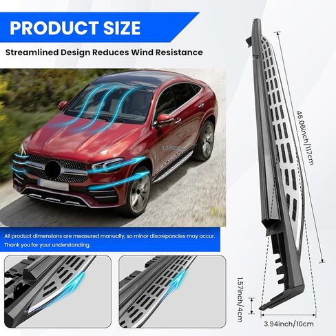 Running Boards Side Pedal Compatible with 2020 2021 2022 2023 2024 Mercedes Benz GLE-Class Coupe C167 GLE 53 AMG GLE 63 AMG Side Steps with Brackets,2 PCS Right & Left Side Step Rail Nerf Bars(Silver) in Saudi Arabia