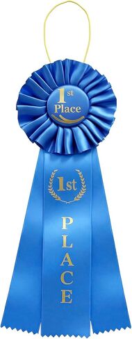 1st Place Rosette Ribbon Blue First Prize Award Ribbons, Honorable Participation Badge Ribbons for Competitions Sports Events Dance Show Science Fair Medal Ribbon for Awards, 11.02 x 3.94 Inches in Kuwait
