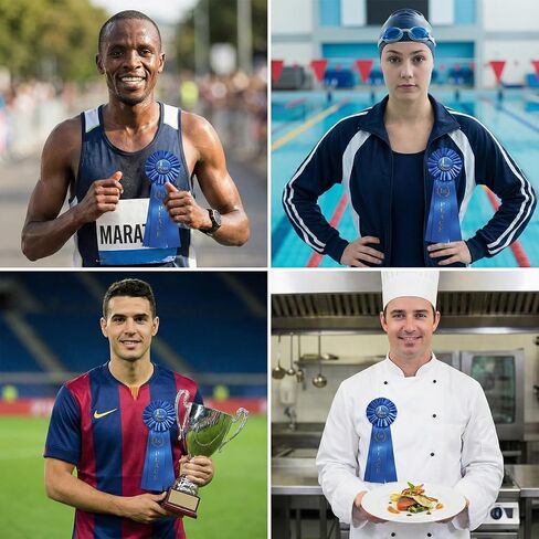 1st Place Rosette Ribbon Blue First Prize Award Ribbons, Honorable Participation Badge Ribbons for Competitions Sports Events Dance Show Science Fair Medal Ribbon for Awards, 11.02 x 3.94 Inches in Kuwait
