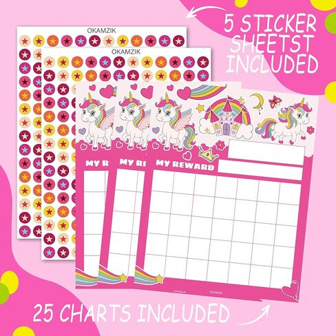 مخطط ملصقات النجوم لسلوك الأطفال - 25 حوافز مخطط مكافآت ملصق للأطفال الصغار، مخطط سلوك للأطفال في المنزل والفصل الدراسي، حافز يونيكورن للفصل الدراسي الذي يجب اقتناؤه in Kuwait