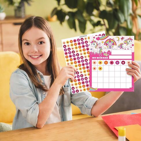 مخطط ملصقات النجوم لسلوك الأطفال - 25 حوافز مخطط مكافآت ملصق للأطفال الصغار، مخطط سلوك للأطفال في المنزل والفصل الدراسي، حافز يونيكورن للفصل الدراسي الذي يجب اقتناؤه in Kuwait