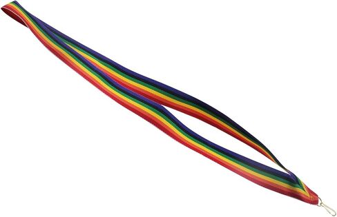 12PCS Medal Buckle Clip Lanyard Triangle Hook Colourful Ribbon Gold Ribbon/Rainbow Colour Medal Stripe Medal Lanyard Medal Ribbon for Academic Sports in Saudi Arabia