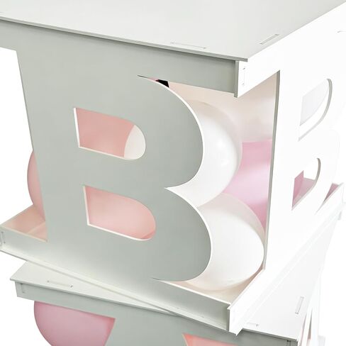 Fonder Mols Baby Boxes with Letters White 4pcs Wooden Decorative Party Blocks for Baby Shower Gender Reveal Centerpiece Decorations (no balloons) in Kuwait