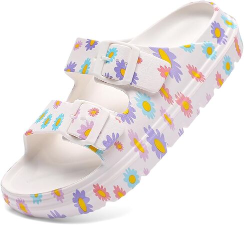 Pillow Sandals for Women Tie-dye EVA Platform Slides with Adjustable Double Buckle and Arch Support for All-Day Comfort in Kuwait