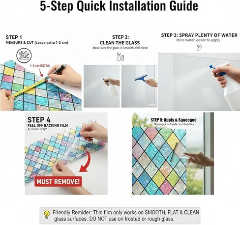 Stained Glass Window Film Static Cling, Privacy UV Blocking No Glue, for Home Bathroom Office, 11.8x39 in in Saudi Arabia