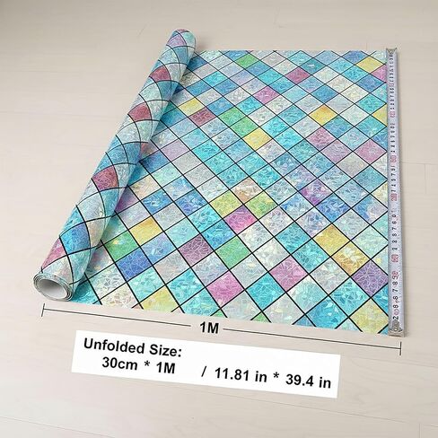Stained Glass Window Film Static Cling, Privacy UV Blocking No Glue, for Home Bathroom Office, 11.8x39 in in Saudi Arabia