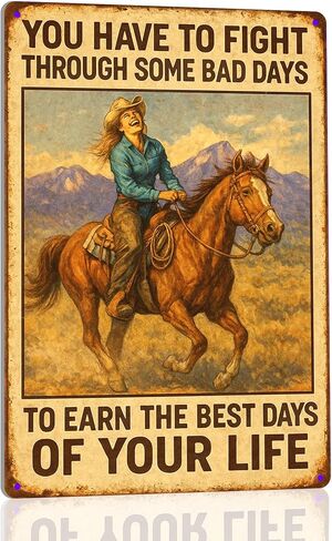 Vintage Cowboy Metal Tin Sign, Rustic Cowboy Quote Metal Wall Art Prints, Farmhouse Country Life Western Horse Rider Signs Metal Sign for Bar, Garage Man Cave, Home, Southwestern Theme Decorations 8 x 12 Inch in Saudi Arabia