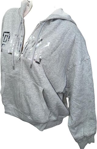 Victoria's Secret PINK Ivy Fleece Campus Full-Zip Hoodie Rhinestone Gray Limited Edition New in Saudi Arabia