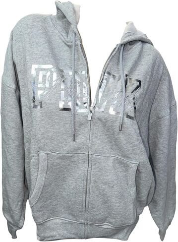 Victoria's Secret PINK Ivy Fleece Campus Full-Zip Hoodie Rhinestone Gray Limited Edition New in Saudi Arabia