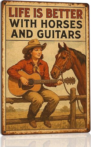 Vintage Cowboy Metal Tin Sign, Rustic Cowboy Quote Metal Wall Art Prints, Farmhouse Country Life Western Horse Rider Signs Metal Sign for Bar, Garage Man Cave, Home, Southwestern Theme Decorations 8 x 12 Inch in Saudi Arabia