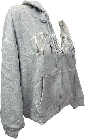 Victoria's Secret PINK Ivy Fleece Campus Full-Zip Hoodie Rhinestone Gray Limited Edition New in Saudi Arabia