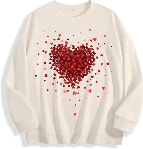 Funny Love Heart Graphic Sweatshirt, Valentine's Day Pullover for Women - Casual Oversized & Cozy in Saudi Arabia