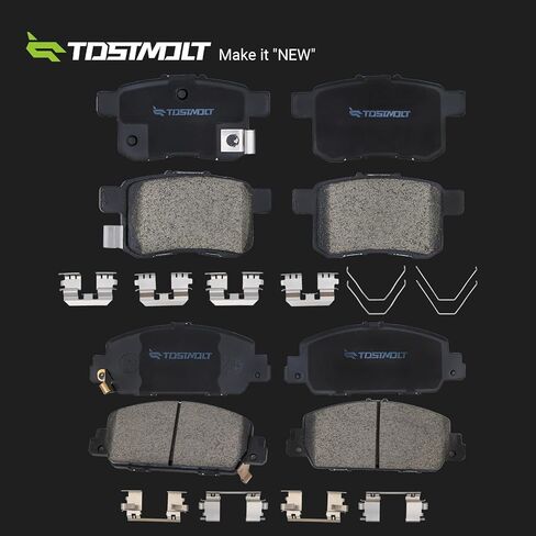 New 8pcs Complete Front+Rear Super Quiet Shimmed Slotted Ceramic Disc Brake Pads Set w/Installation Hardware Compatible With 13-17 Honda Accord EX/EX-L/Hybrid/SE/Sport/Touring/Plug-In FWD in Saudi Arabia